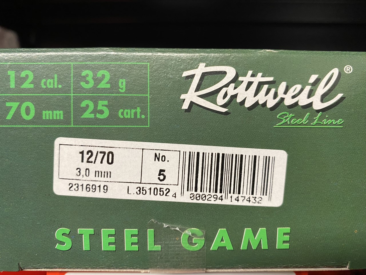 Rottweil Steel 3,0mm 12/70 32g No.5