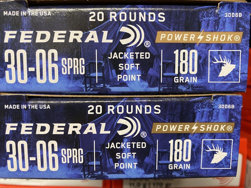 FEDERAL .30-06 180gr SPRG Jacketed Soft Point Powershok